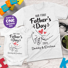 Our First Father's Day Together Matching Design Apparel (2 Hearts)