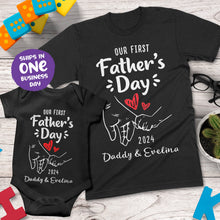 Our First Father's Day Together Matching Design Apparel (2 Hearts)