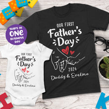 Our First Father's Day Together Matching Design Apparel (2 Hearts)