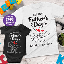 Our First Father's Day Together Matching Design Apparel (2 Hearts)