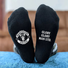 Personalised Black Socks for Manchester United Fan, Customised with the Club's Motto, a Proud Moment of Supporting the Club, Banter Joke