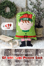 Personalised Elf with Legs Christmas Present Sack